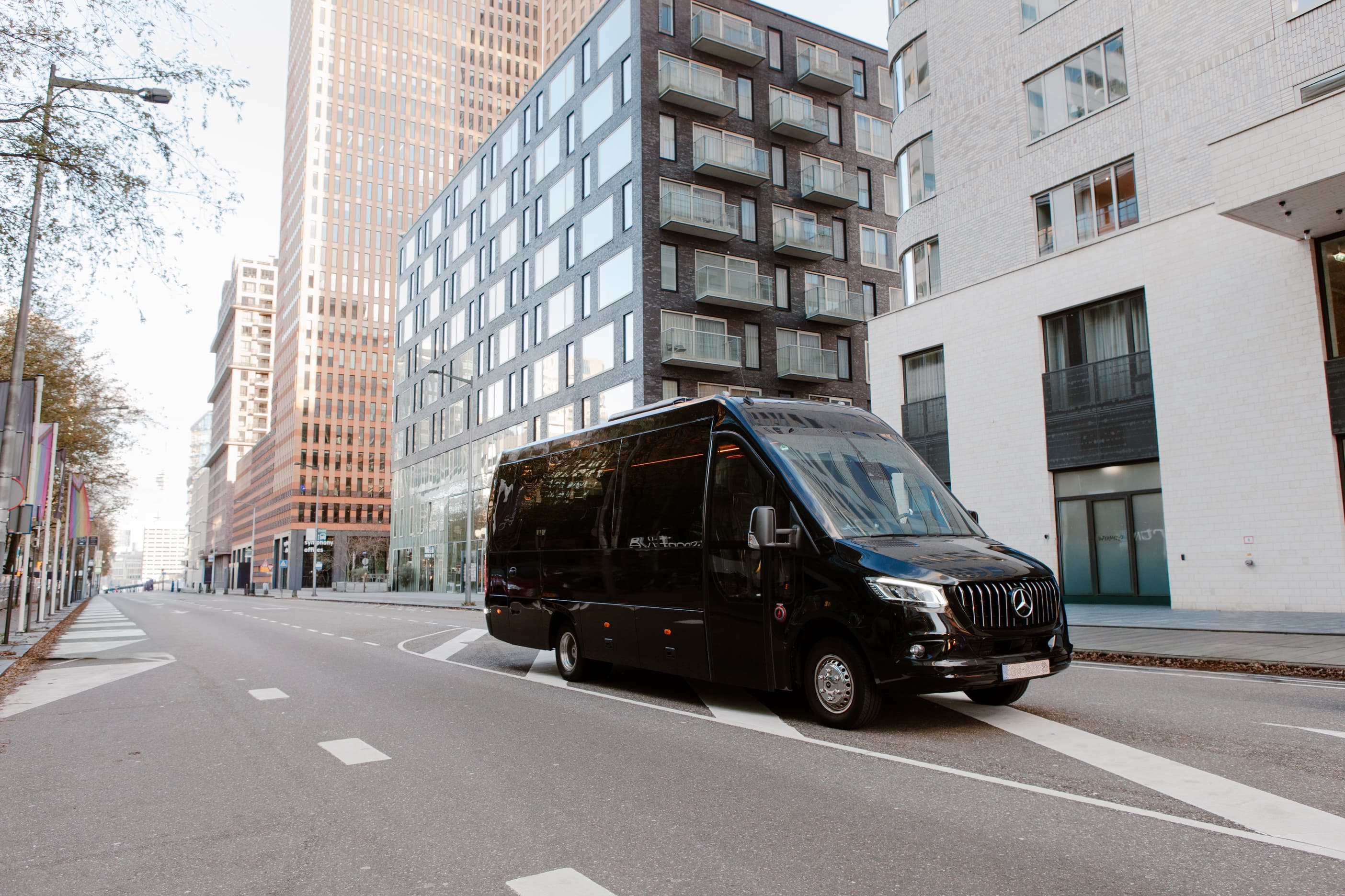 Corporate group travelling in a coach